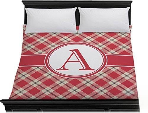 Personalized Red & Tan Plaid Duvet Cover King Size - Soft Luxury Bedding Set for Cozy Bedroom Decor, Perfect for Winter & Holiday Seasons