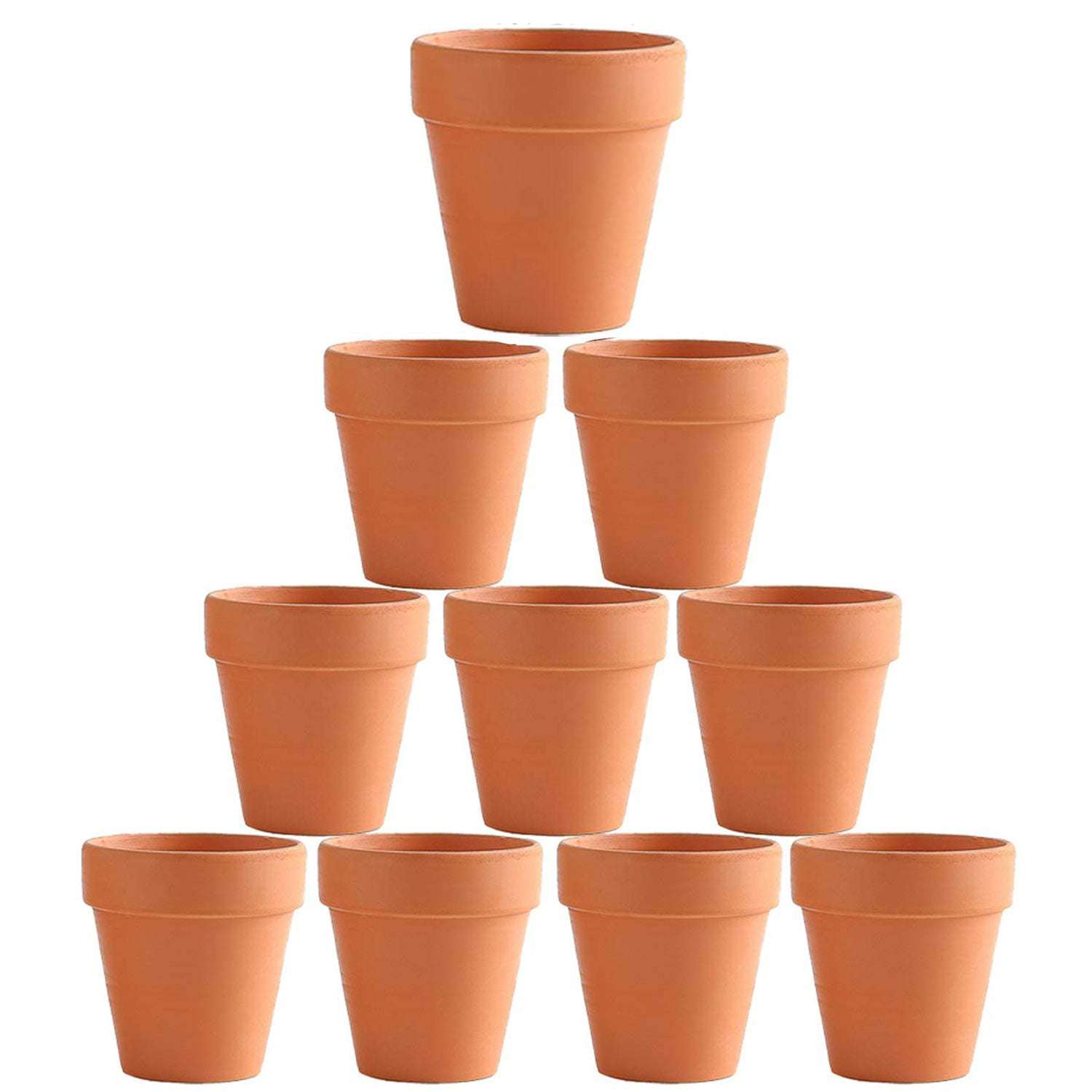 10x 8cm Ceramic Flower Pots with Drain Hole - Small Clay Planters for Succulents, Cactus, Herbs & Indoor Plants - Perfect for Home Decor, Office Desk & Garden Nursery