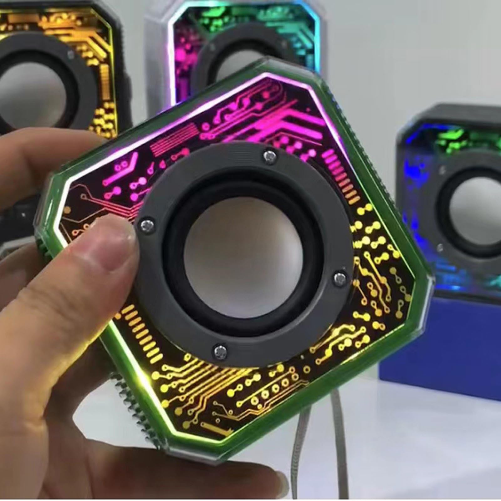 Awakentti Bluetooth Speaker - Portable Transparent Mecha Design with LED Lights, Preset EQ, Wireless Outdoor Speaker for Home, Travel, Camping, Beach & Party (Green) - Perfect for Indoor Entertainment & Outdoor Adventures