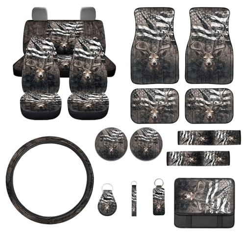Deer American Flag-Grey