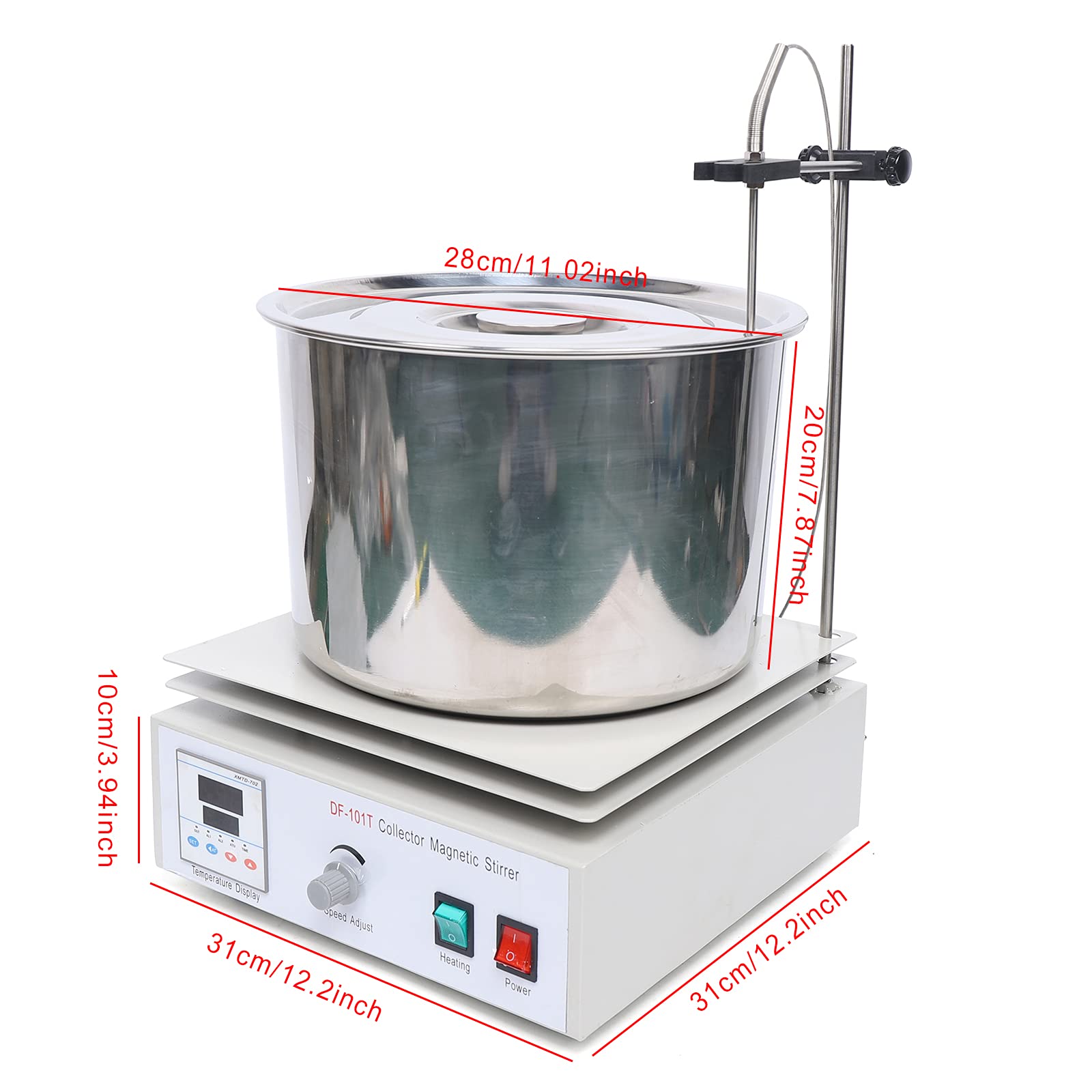 10L Digital Thermostatic Magnetic Stirrer with Heating Plate - 0-1400RPM Lab Mixer for Water & Oil Bath (Up to 400°C) - Perfect for Chemistry Experiments, Research Labs & Industrial Applications