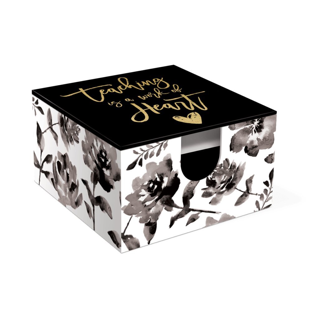 Floral Print Teacher's Memo Box - Grey Organizer for Classroom Notes, Office Supplies & Home Desk Organization (13546) - Perfect for Teachers, Students & Office Professionals