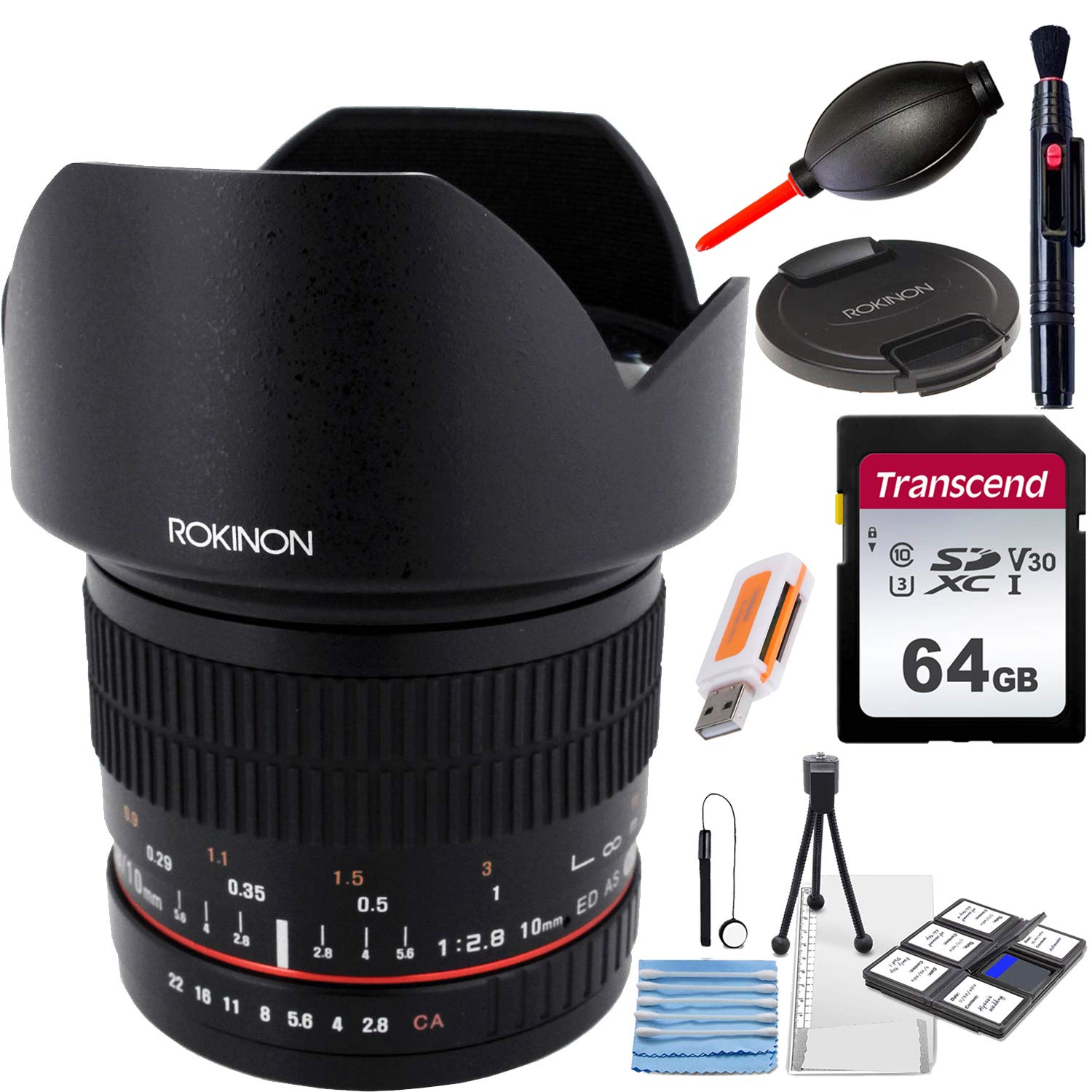 Rokinon 10mm f/2.8 ED AS NCS CS Ultra Wide Angle Lens for Nikon F Mount DSLR Cameras - with Lens Hood & Cleaning Kit | Perfect for Landscape, Architecture & Interior Photography
