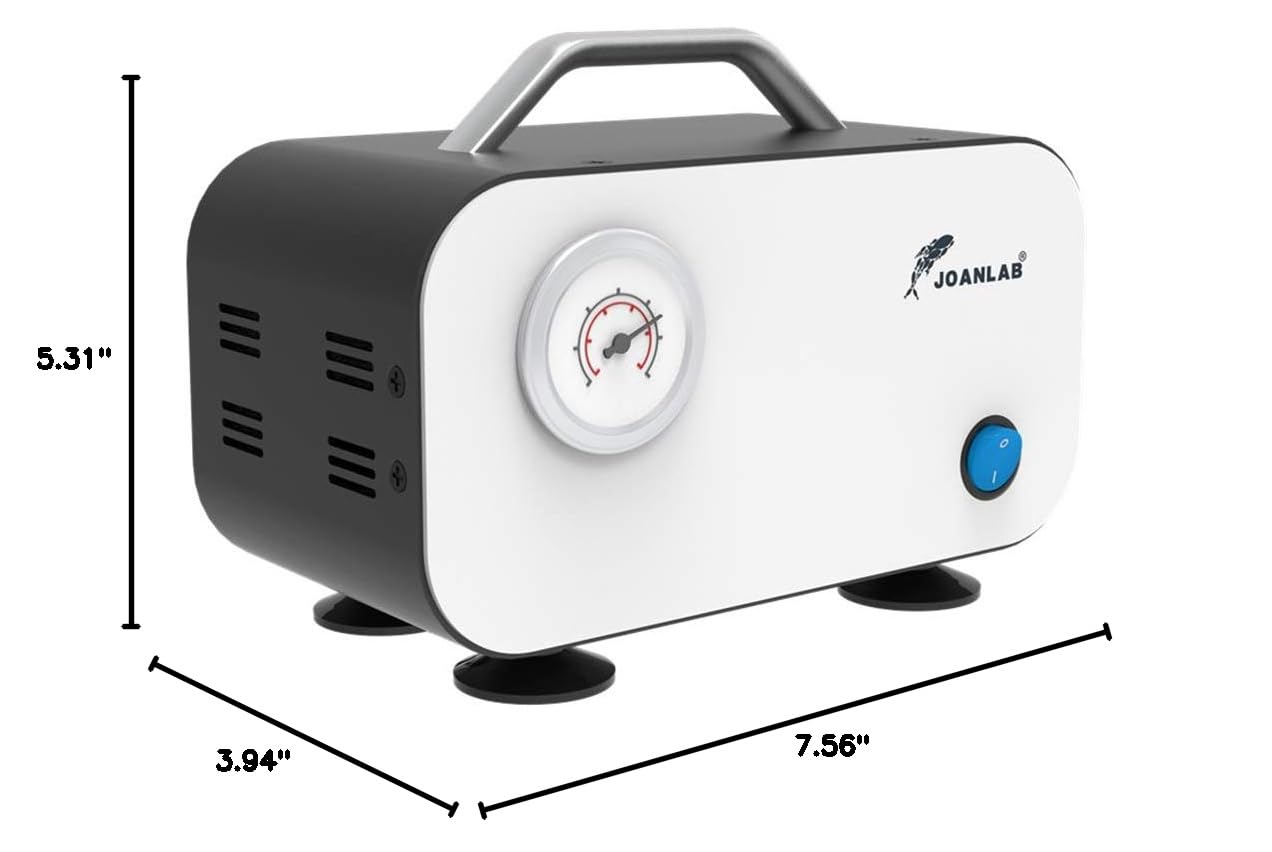 JOANLAB 10L/min Oil-Free Vacuum Diaphragm Pump for Laboratory Filtration - Includes Rubber Tubing | Ideal for Chemistry Experiments, Medical Research & Scientific Applications