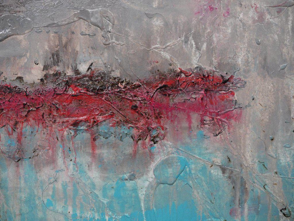 Abstract Aqua Red Wall Art - Modern Canvas Painting for Home & Office Decor - Perfect for Living Room, Bedroom, or Workspace
