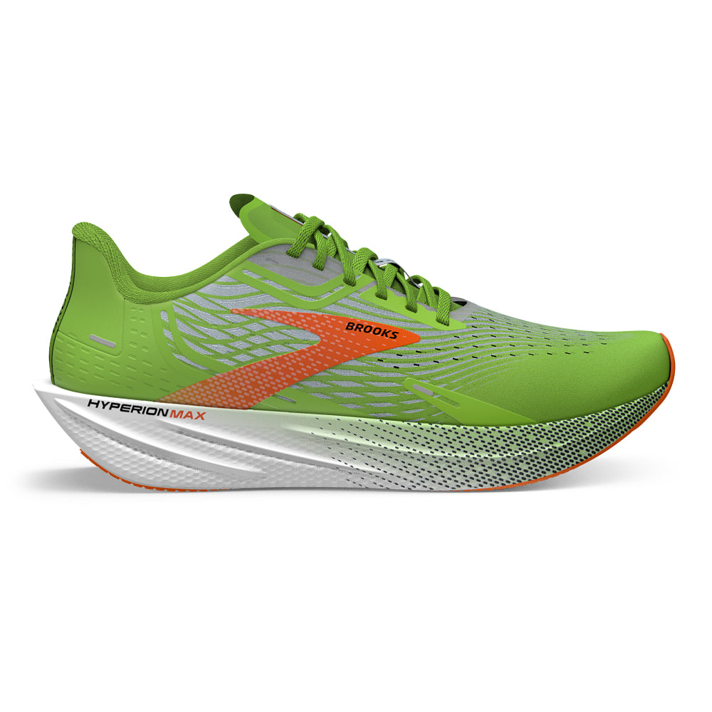 Brooks Hyperion Max Men's Running Shoes - Green Gecko/Red Orange/White - Size 8 D Medium - Lightweight Performance Sneakers for Road Running & Marathon Training