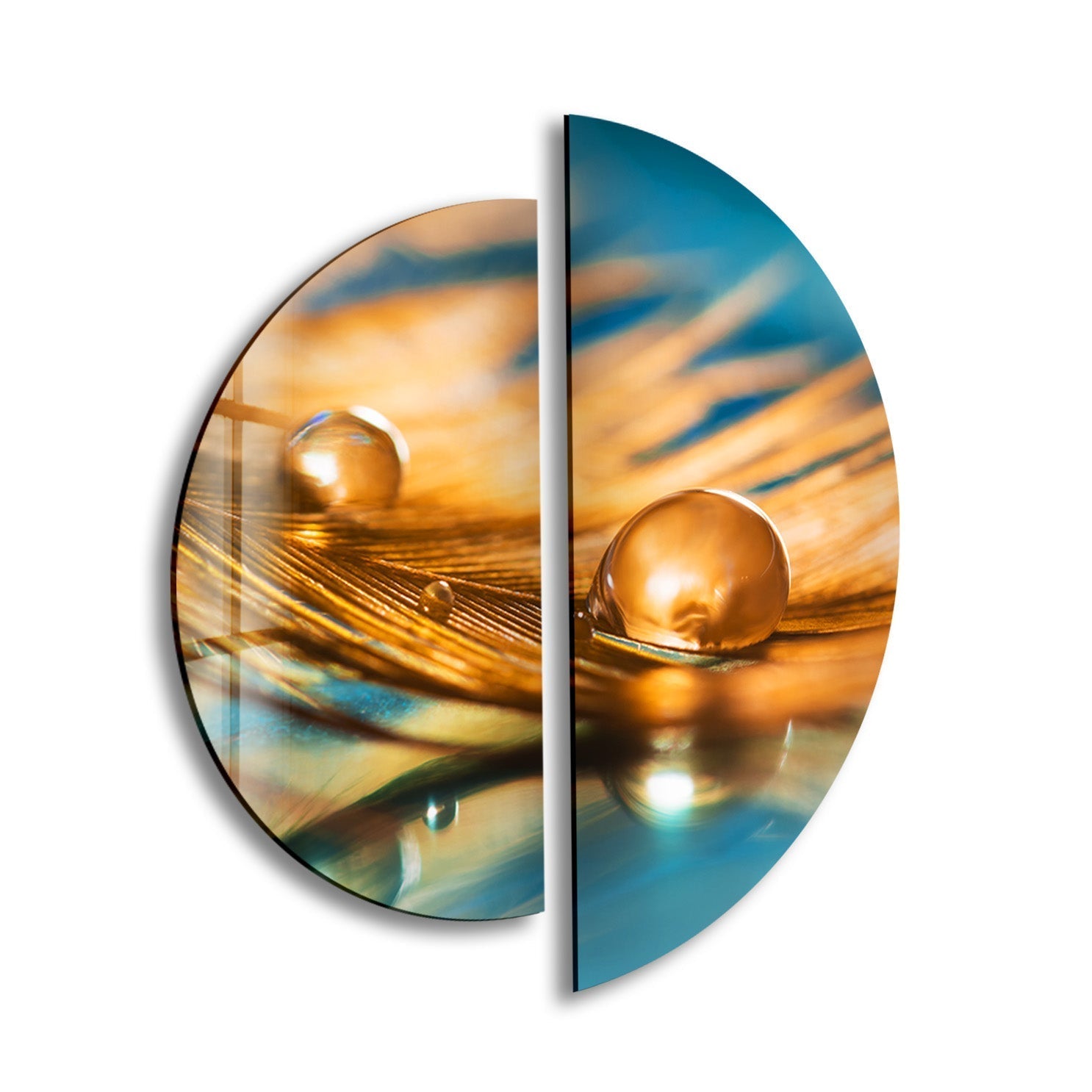 2 Piece Feather Design Glass Wall Art - Elegant Home Decor for Living Room, Bedroom & Office - Shatter-Resistant & Stylish Decorative Hanging Panels