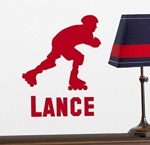 Personalized Boys Roller Hockey Vinyl Wall Decal Stickers - Custom Room Decor for Kids Bedroom, Playroom & Nursery - Perfect for Sports Theme Rooms and Hockey Fan Gifts