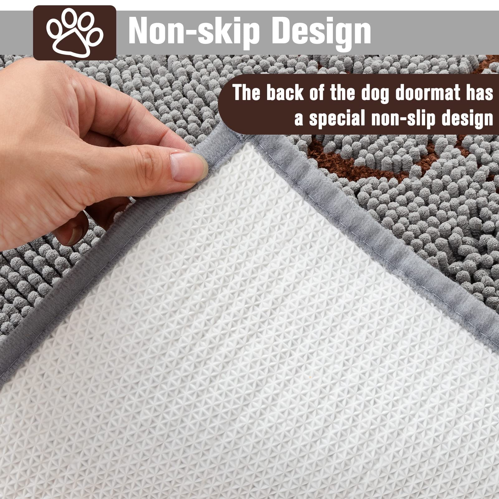 PUPTECK Super Absorbent Microfiber Dog Doormat - 60x30 Inch Non-Slip Entry Mat for Dirty Paws | Perfect for Muddy & Wet Pets at Home Entrance