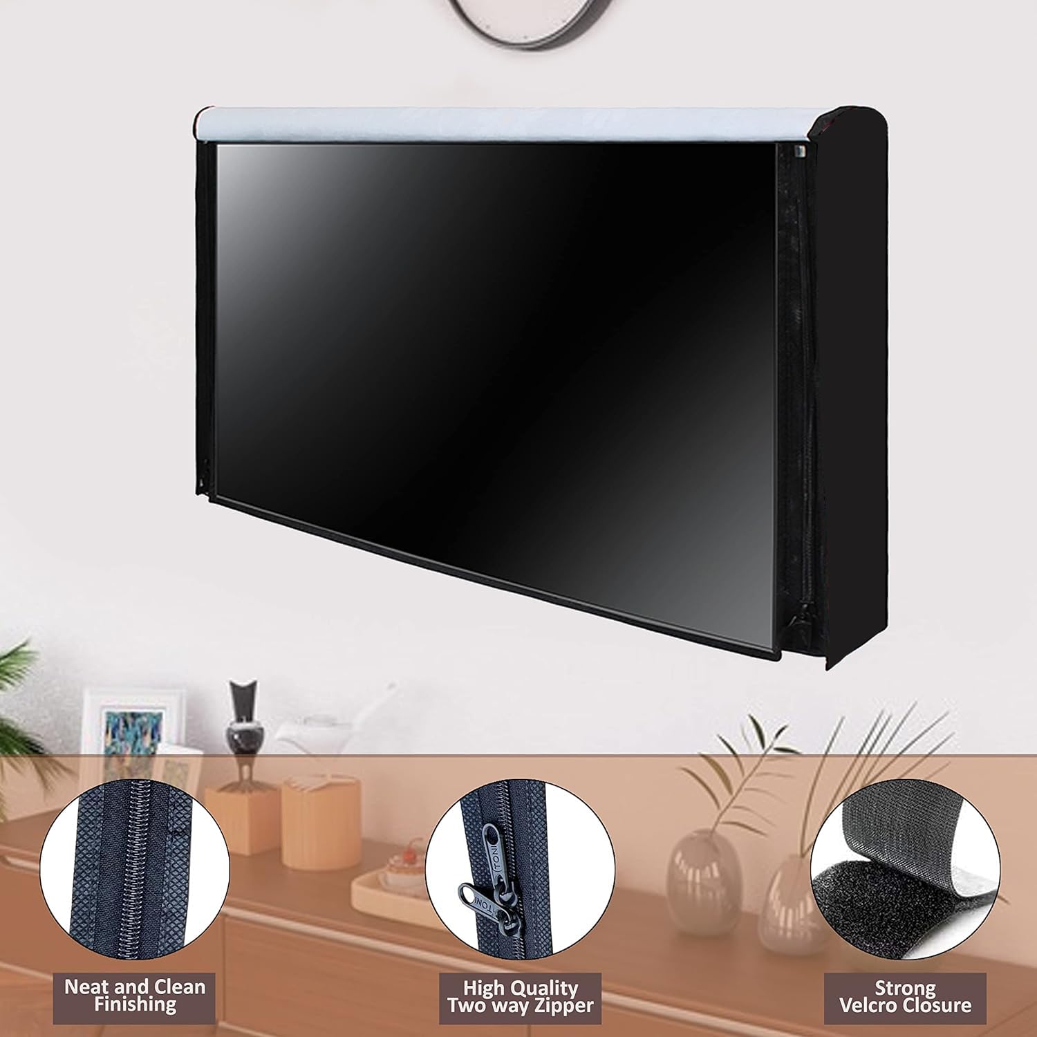 Waterproof & Dustproof Transparent LED TV Cover for 32 Inch TVs - Universal Fit for All Models (Green Flower Design) - Perfect for Home, Office & Outdoor Protection