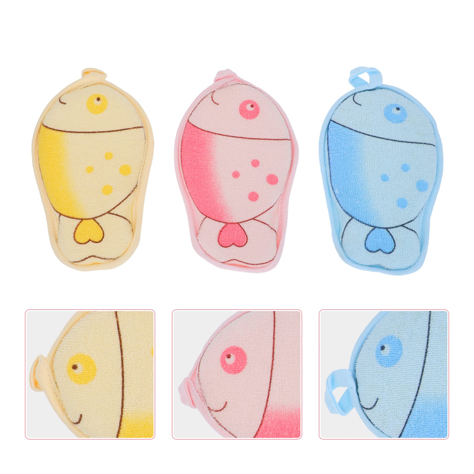 PLAFOPE 3 Pack Baby Bath Towels Set - Soft Hooded Bath Towels with Cartoon Back Scrubber for Newborns & Toddlers | Perfect for Bath Time, Swimming & Spa Fun