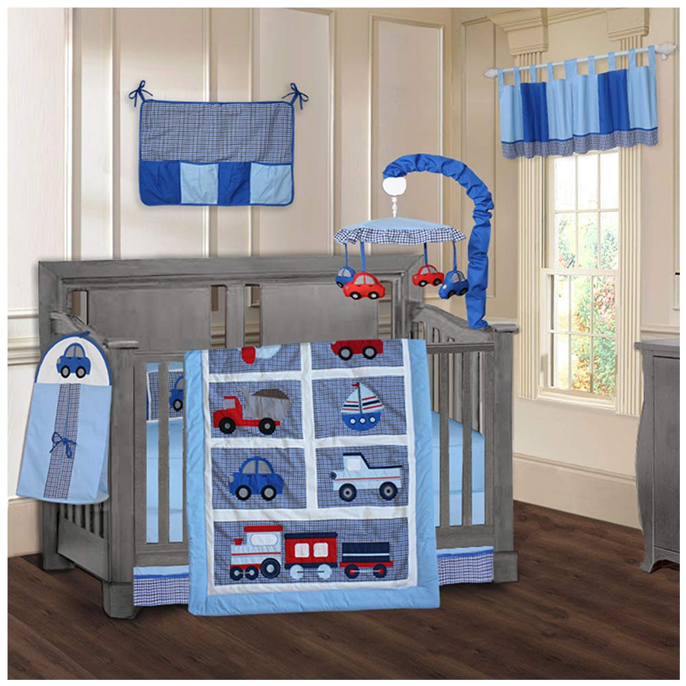 BabyFad Transport 9-Piece Baby Crib Bedding Set - Soft & Breathable Nursery Bedding for Boys & Girls - Perfect for Newborns, Toddlers & Nursery Decor