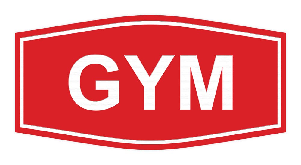 ByLITA Fancy Gym Sign - Medium Size Red Metal Wall Decor for Fitness Center, Home Gym & Workout Room