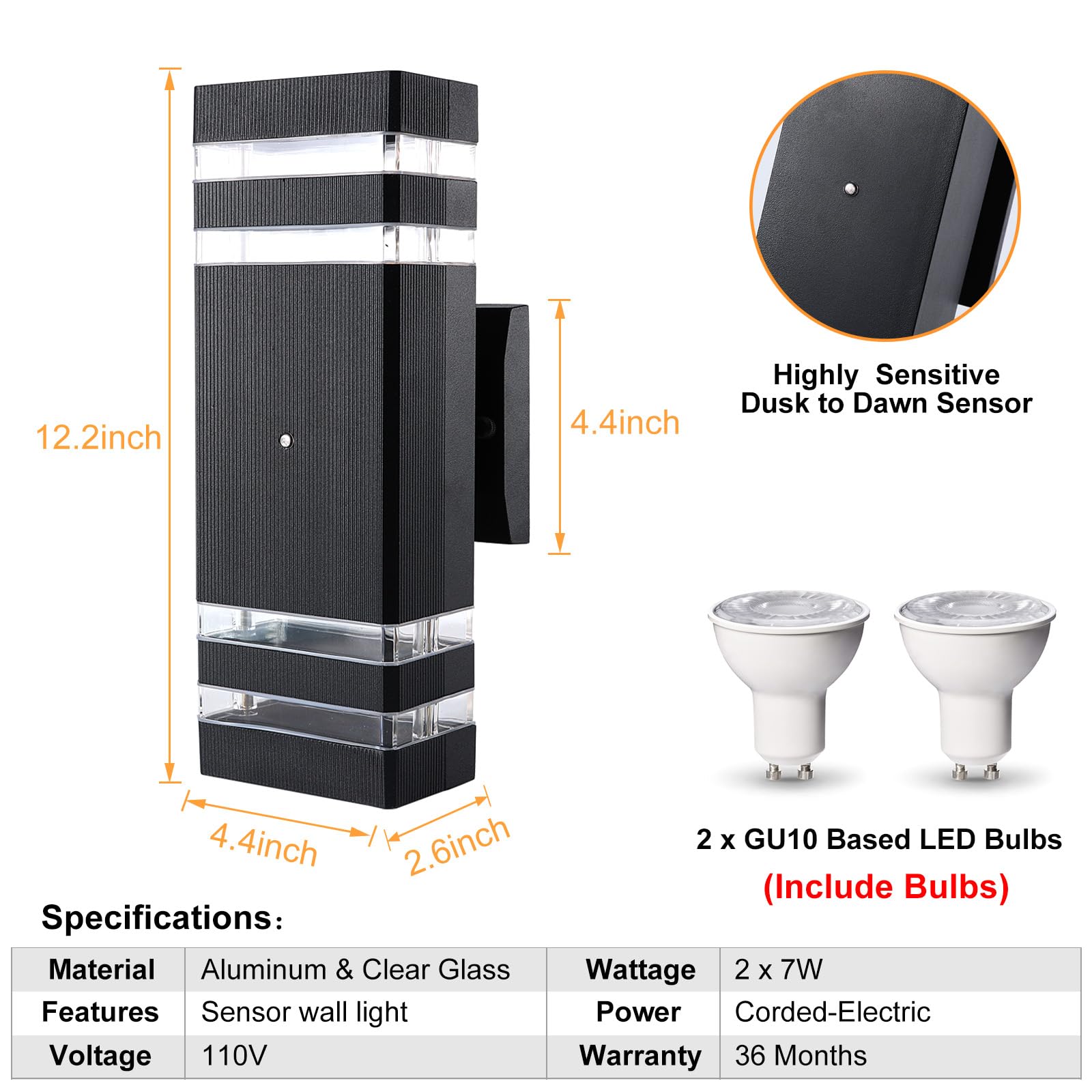 Dusk to Dawn Outdoor Wall Light - 14W LED Waterproof Porch Light for Patio, House, Hallway, Garden & Corridor - Perfect for Nighttime Safety & Ambiance
