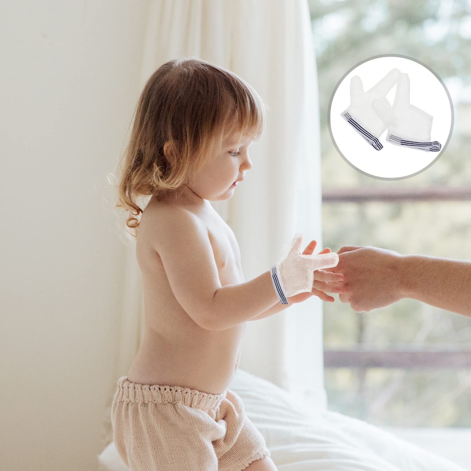 Ciieeo Anti Thumb Sucking Mittens for Babies & Kids - Soft Cotton Finger Protection Gloves to Stop Thumb Sucking & Nail Biting - Breathable White Mittens for Infant Hand Care (Perfect for Daytime Play & Nighttime Sleep)