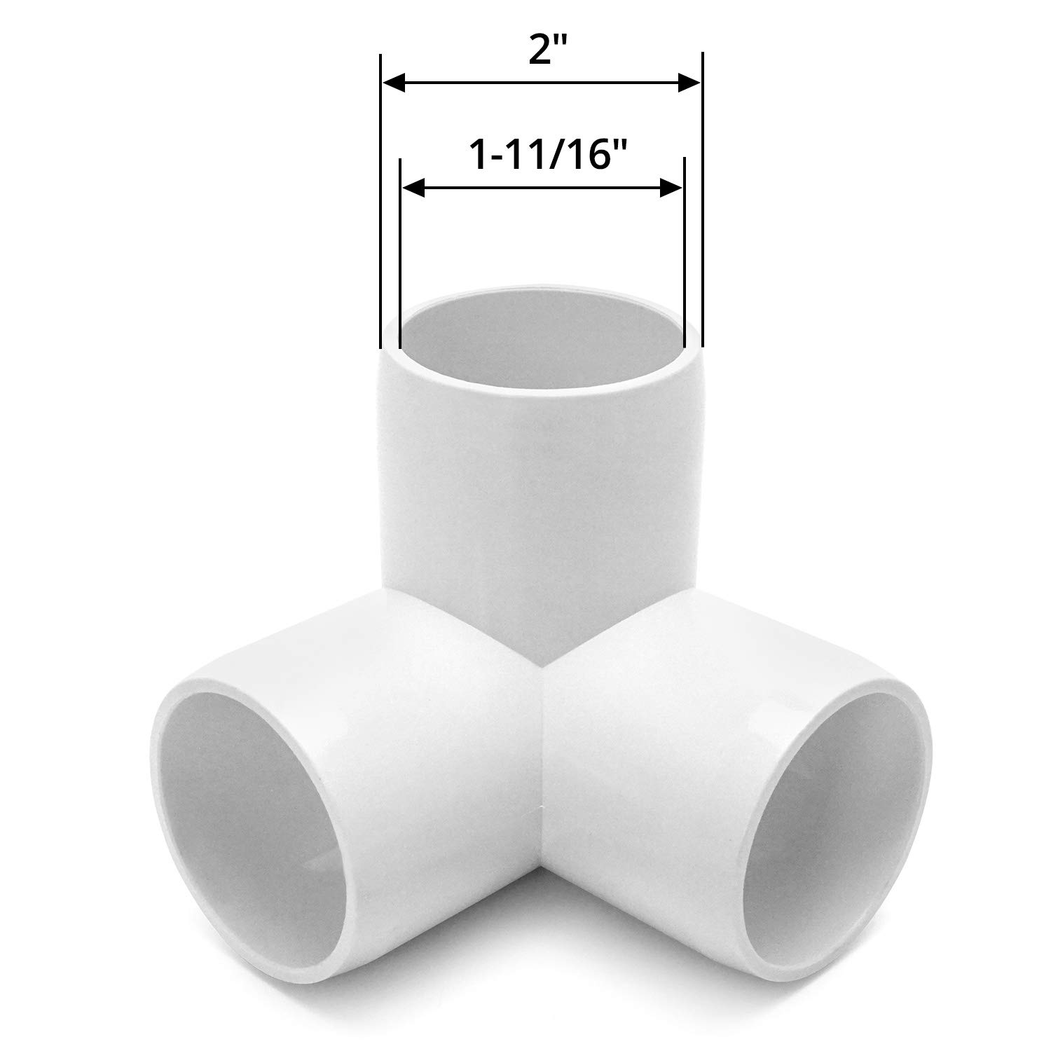 QWORK 8-Pack 1-1/4 Inch White PVC Tee Fitting Elbow Connectors - Furniture Grade for DIY Building, PVC Structures & Home Improvement Projects - Perfect for Plumbing, Furniture Making & Craft Projects