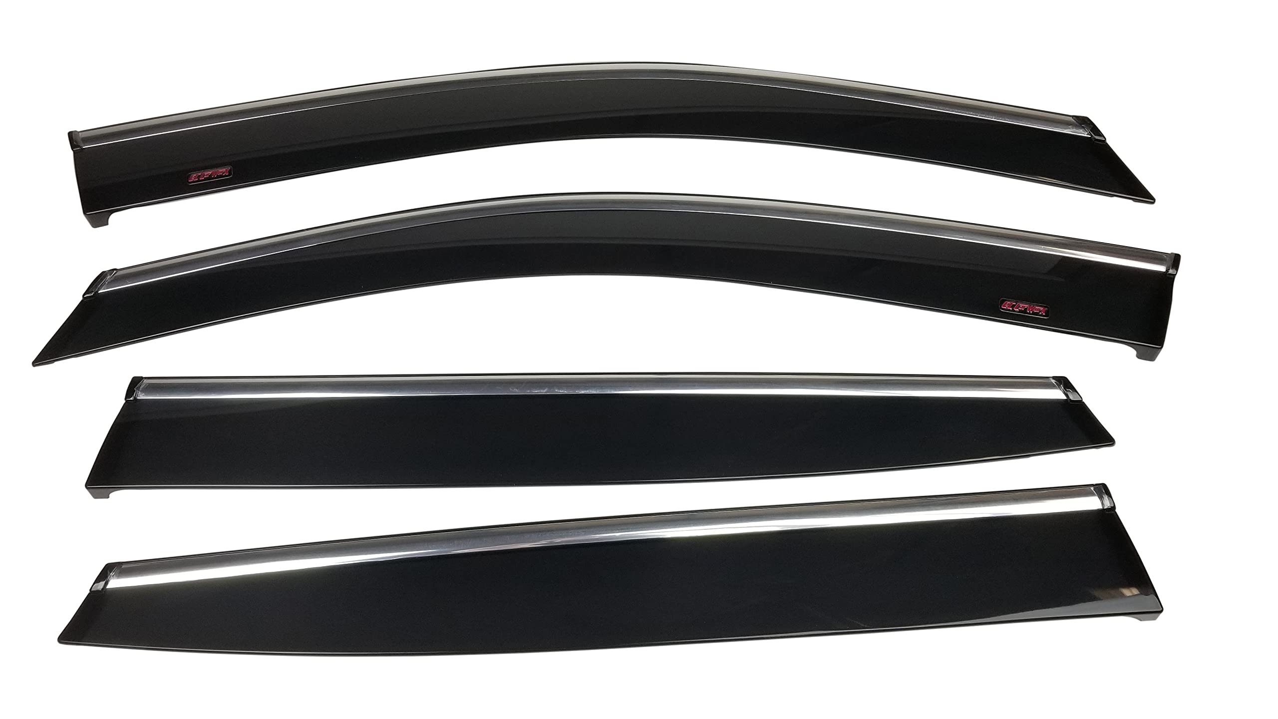 C&C CarWorx WV-O20-TFI Set of 4 Tape-on Injection-Molded Side Window Visor Rain Guards with Chrome-Style Trim for 2020-2024 Subaru Outback | Weather Protection & Style Enhancement for Driving in Rain or Sunny Conditions