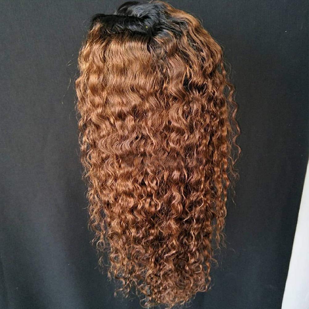 Ombre Blonde Curly Lace Front Human Hair Wigs for Black Women - 130% Density Brazilian Remy Full Lace Wig with Pre-Plucked Hairline - Natural Looking African American Wigs (10 Inch) for Daily Wear, Parties & Special Occasions