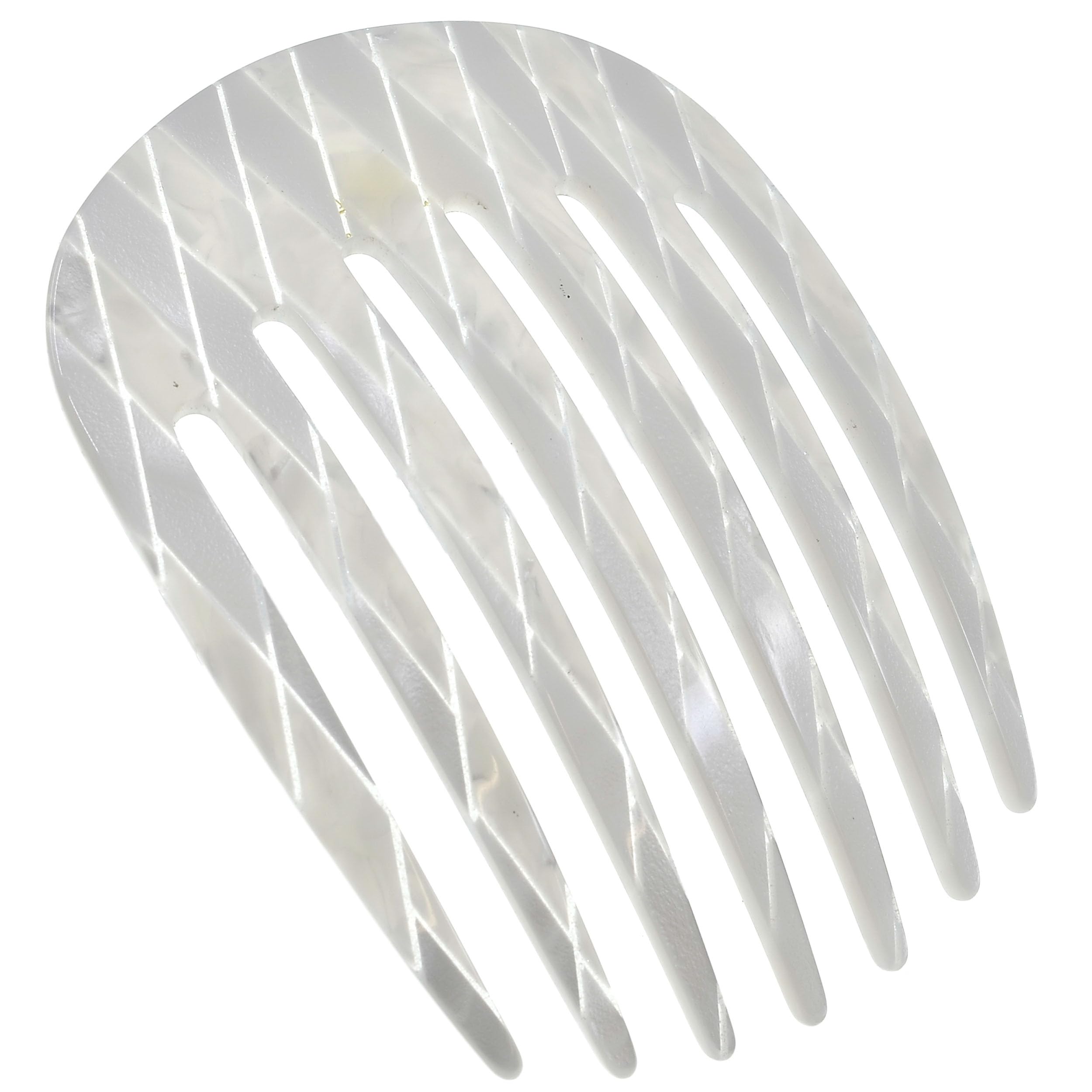 Camila Paris CP3408 French Hair Side Comb - Handmade Rounded Nacro White Hair Clip for Women | Strong Hold No Slip Hair Accessories for Bun, Chignon & French Twist | Perfect for Weddings, Prom & Formal Events | Made in France