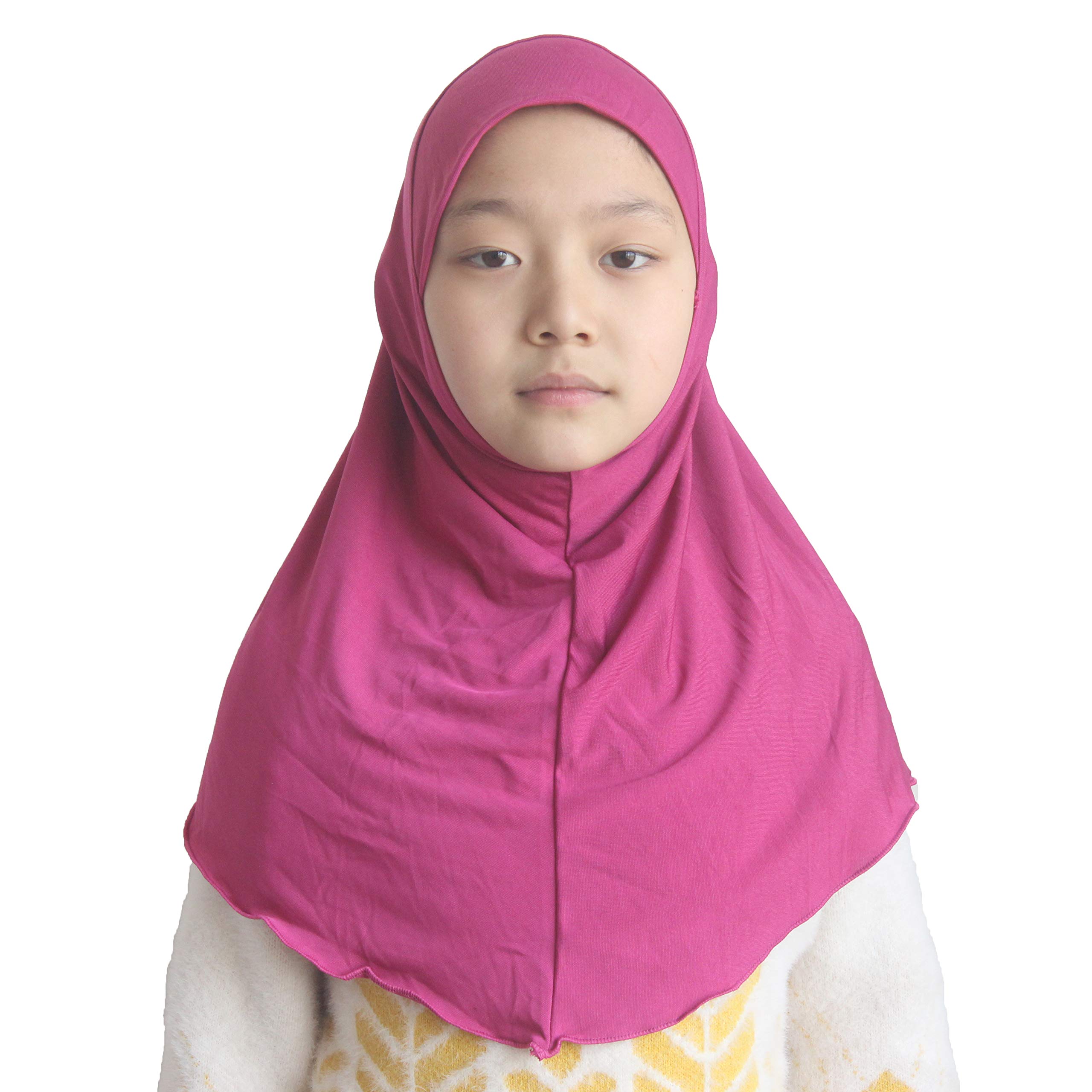 Muslim Kids Scarf for Girls 6-11 Years - Solid Color Hijab for School & Play