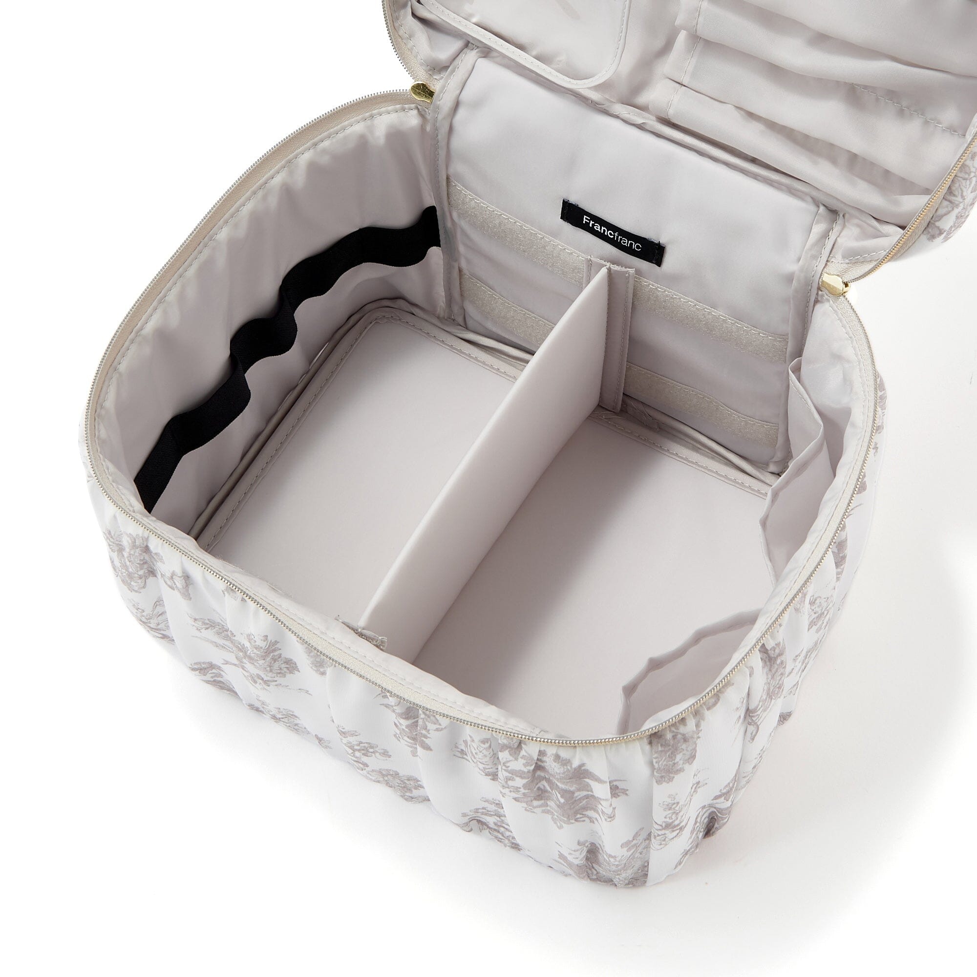 Classic Flower Vanity Pouch Large Beige - Elegant Cosmetic Bag for Women, Travel Makeup Organizer, Perfect for Daily Use & Gift Giving