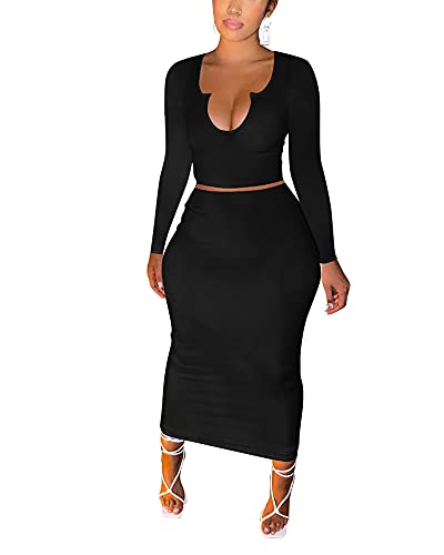 Black A-two Piece Skirt Outfits