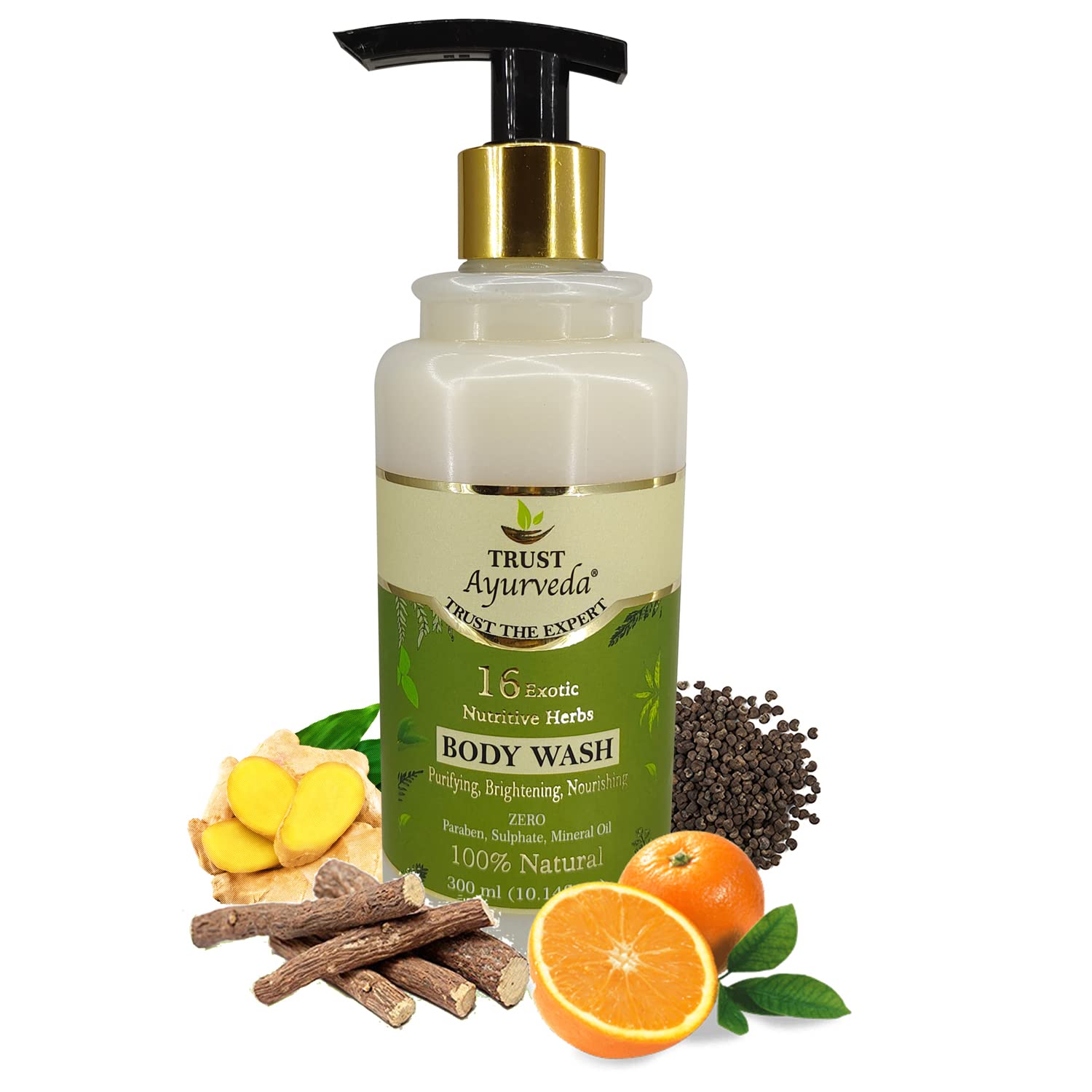 Trust Ayurveda Body Wash with Vitamins & Antioxidants for Youthful, Brighter & Firm Skin - 300ml | Natural Body Cleanser for Daily Hydration & Glow