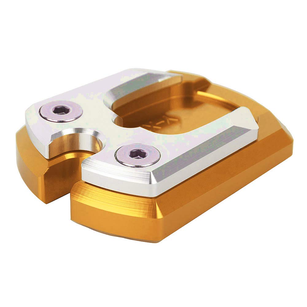**Motorcycle Kickstand Pad for Yamaha XMAX 125/250/300 - Gold Foot Side Stand Accessory - Prevents Sinking & Protects Surfaces - Ideal for Parking on Soft Ground or Hot Pavement**