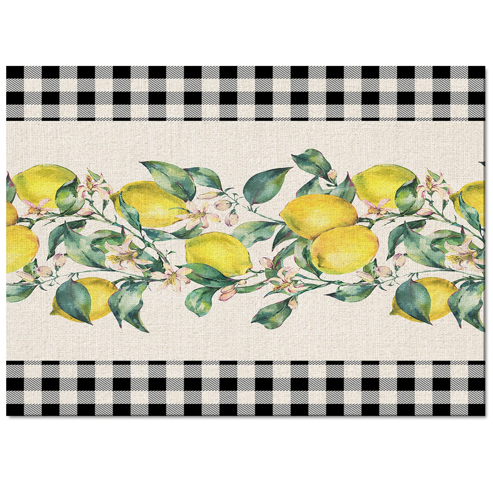 5'x8' Non-Slip Large Area Rug - Summer Lemon Floral Pattern, Soft Plush Carpet for Living Room, Bedroom, Kids Room & Kitchen Floor Cover - Retro Backdrop for Home Decor, Photo Shoot & Cozy Interior Design