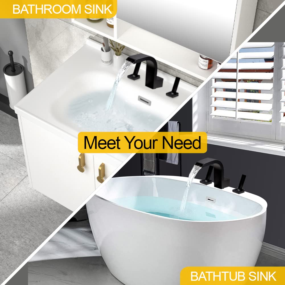 8 Inch Widespread Bathroom Faucet - Matte Black 3 Hole High Arc Basin Mixer Tap with 2 Handles for Bathroom Vanity Sink (Perfect for Modern Home Decor & Spa-Style Bathroom Renovations)