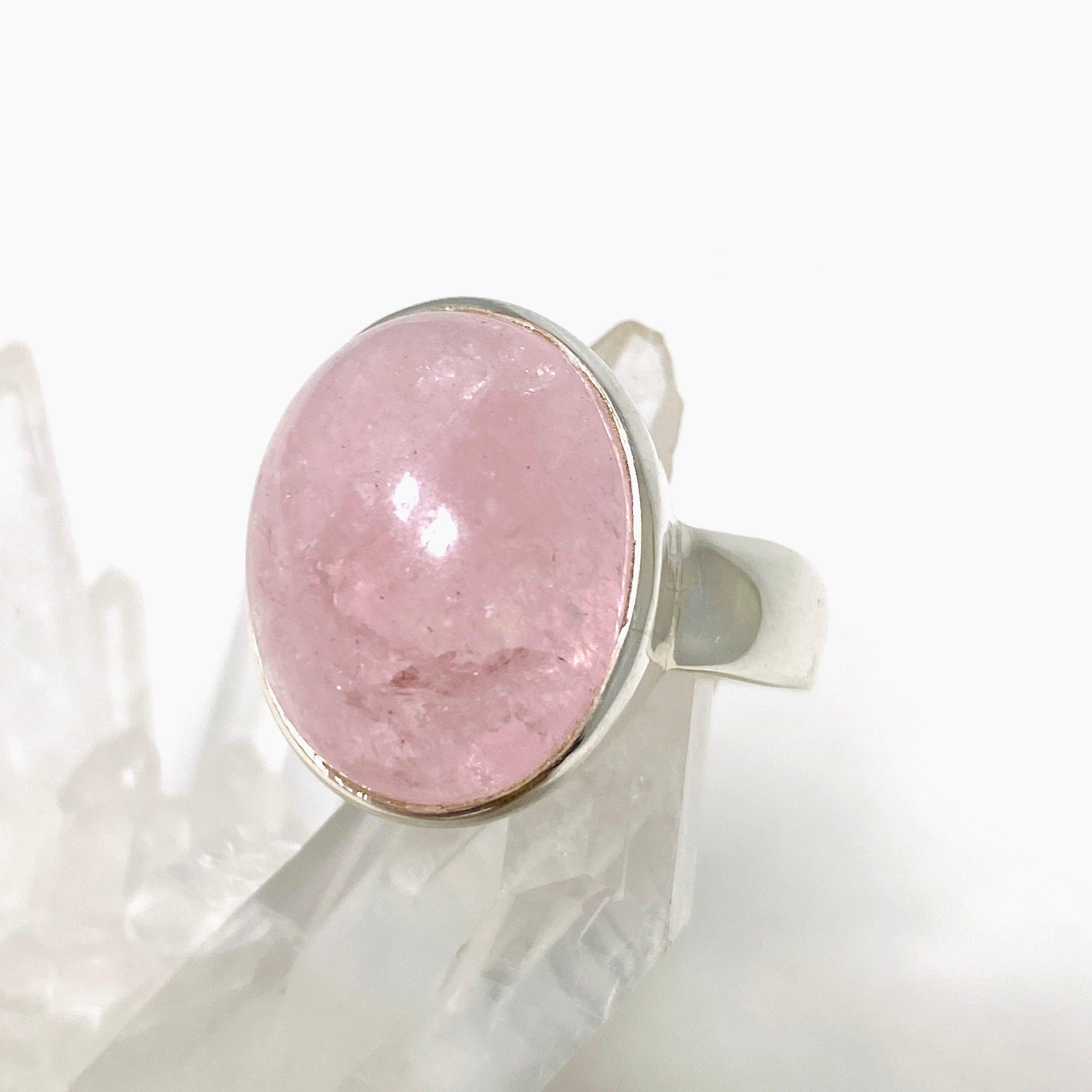 Morganite Oval Ring Size 9 - 14K Rose Gold Engagement Ring for Women, Wedding Band, Anniversary Gift - Perfect for Proposals, Bridal Jewelry & Special Occasions