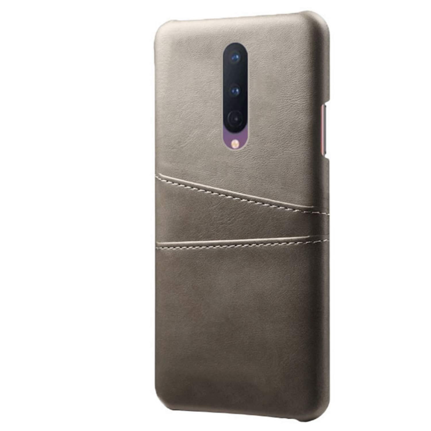Premium PU Leather Ultra Slim Shockproof OnePlus 8 Phone Case with Card Slot Holder - Durable Bumper Cover for OnePlus 8 (Grey) | Perfect for Work, Travel & Everyday Protection
