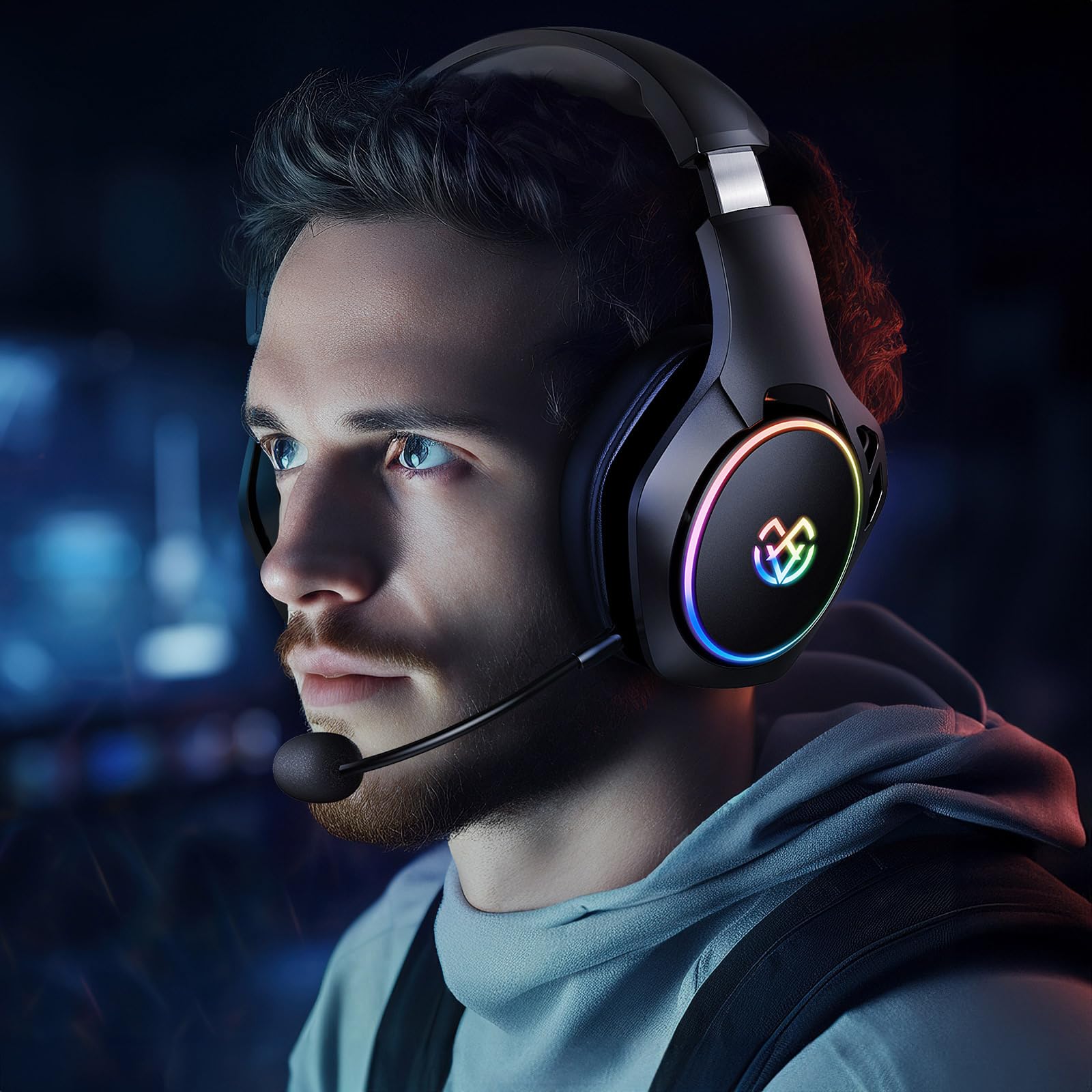 Tatybo 2.4GHz Wireless Gaming Headset for PS5, PS4, PC, Laptop, Switch & Mac - Detachable Noise Cancelling Mic, 20H Battery Life - Perfect for Gaming, Streaming & Online Meetings (Black)