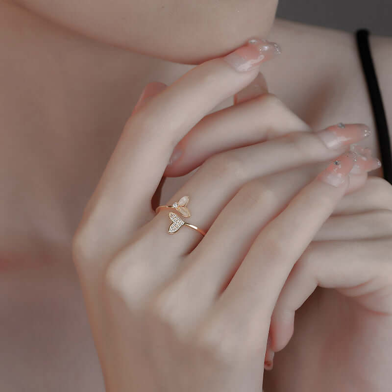 White Gold Whale Tail Split Ring DQ8495 - Elegant Jewelry for Women, Perfect for Gifts, Parties & Everyday Wear