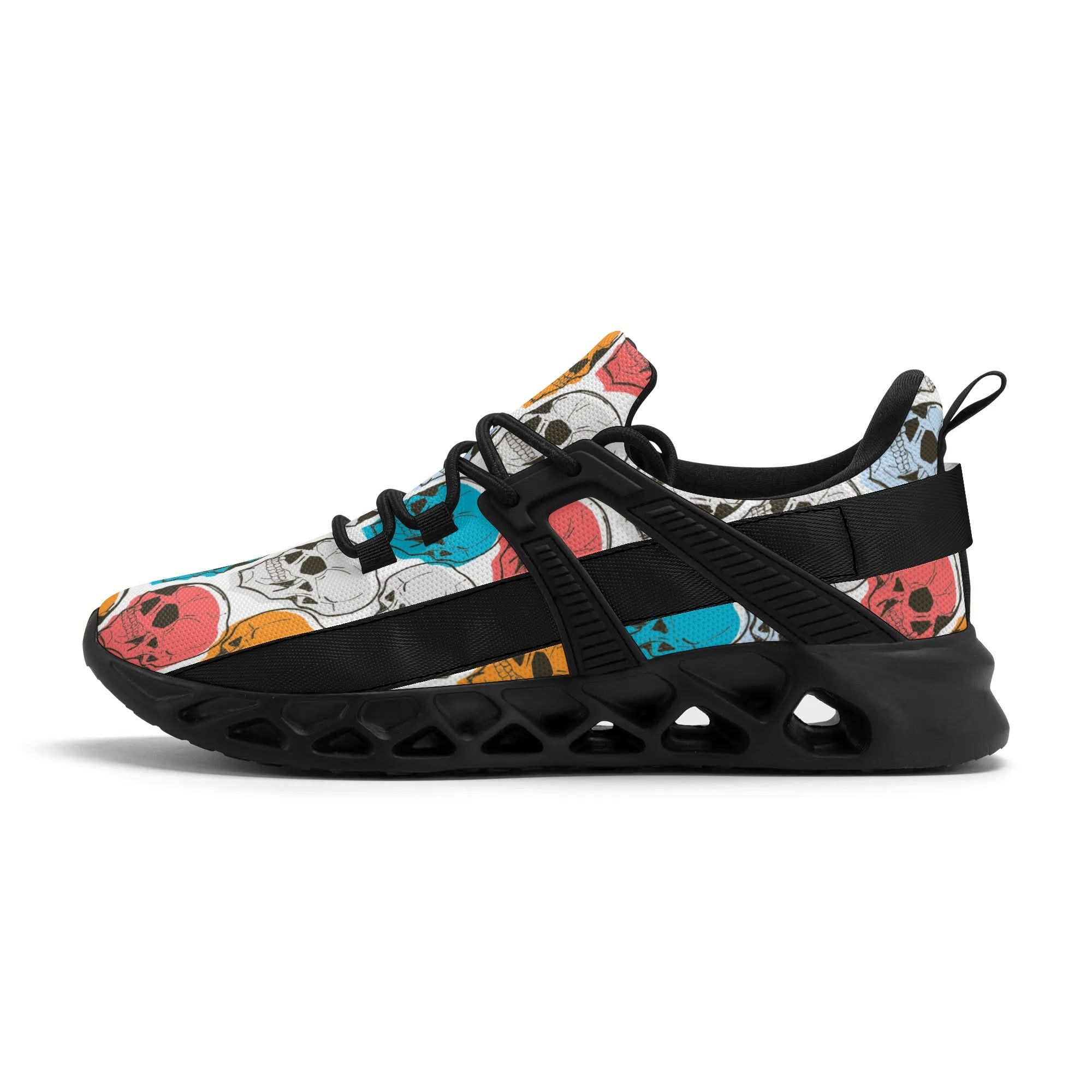 Vibrant Skulls MD Elastic Sports Sneakers - Lightweight Tennis Shoes for Men & Women - Perfect for Running, Gym Workouts, and Casual Wear