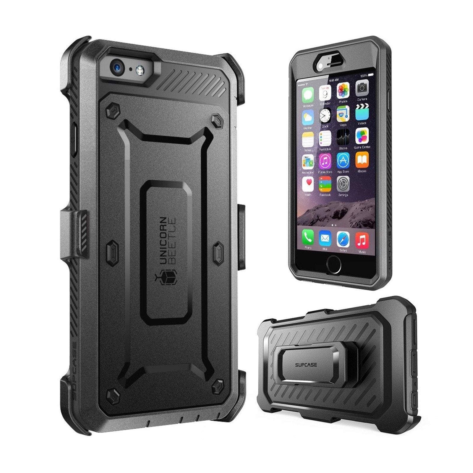 iPhone 6S Plus / 6 Plus Unicorn Beetle Pro Case with Holster - Heavy Duty Protection for Outdoor, Work & Active Lifestyle (Black)