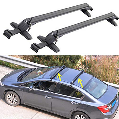 2Pcs 1M Black Anti-Theft Car Roof Rack - Adjustable Window Frame Lockable Aluminum Cross Bars - Universal Fit for 4/5 Door SUVs & Sedans - Perfect for Road Trips, Camping & Outdoor Adventures