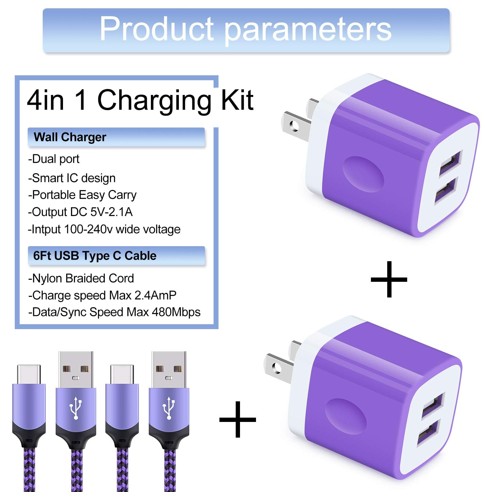 Fast Charging USB C Wall Charger with 6ft Cable - 25W PD for Samsung Galaxy S25 Ultra/S25+/S24 FE/S23 FE & A-Series (A16/A35/A15/A55/A54/A14) - Dual Port Cube Block for Home, Office & Travel