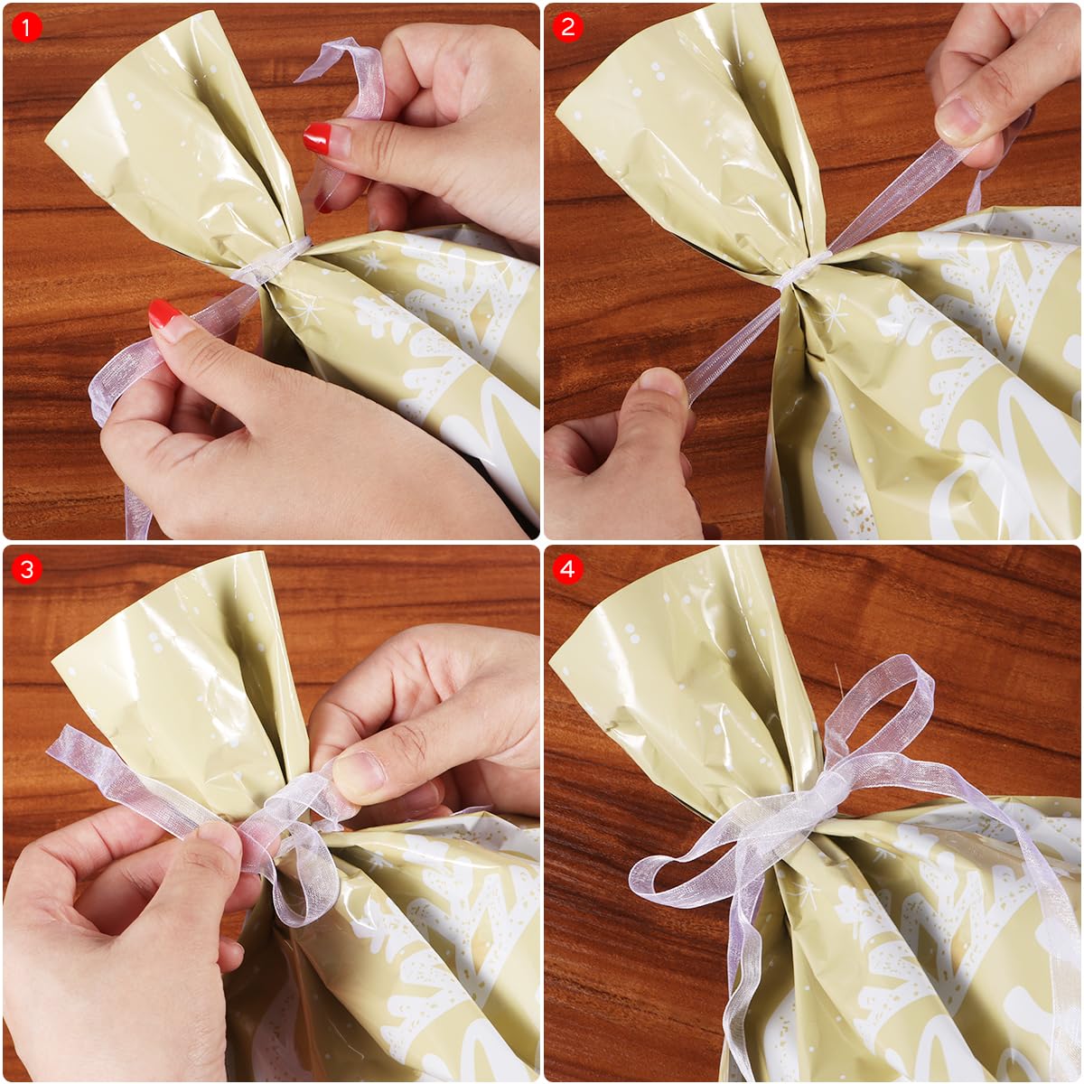 30Pcs Christmas Gift Bags with Ribbon - 3 Sizes Holiday Foil Wrapping Bags for Xmas, Birthday & Party Favors | Perfect for Gift Wrapping, Holiday Decorations & Present Exchanges