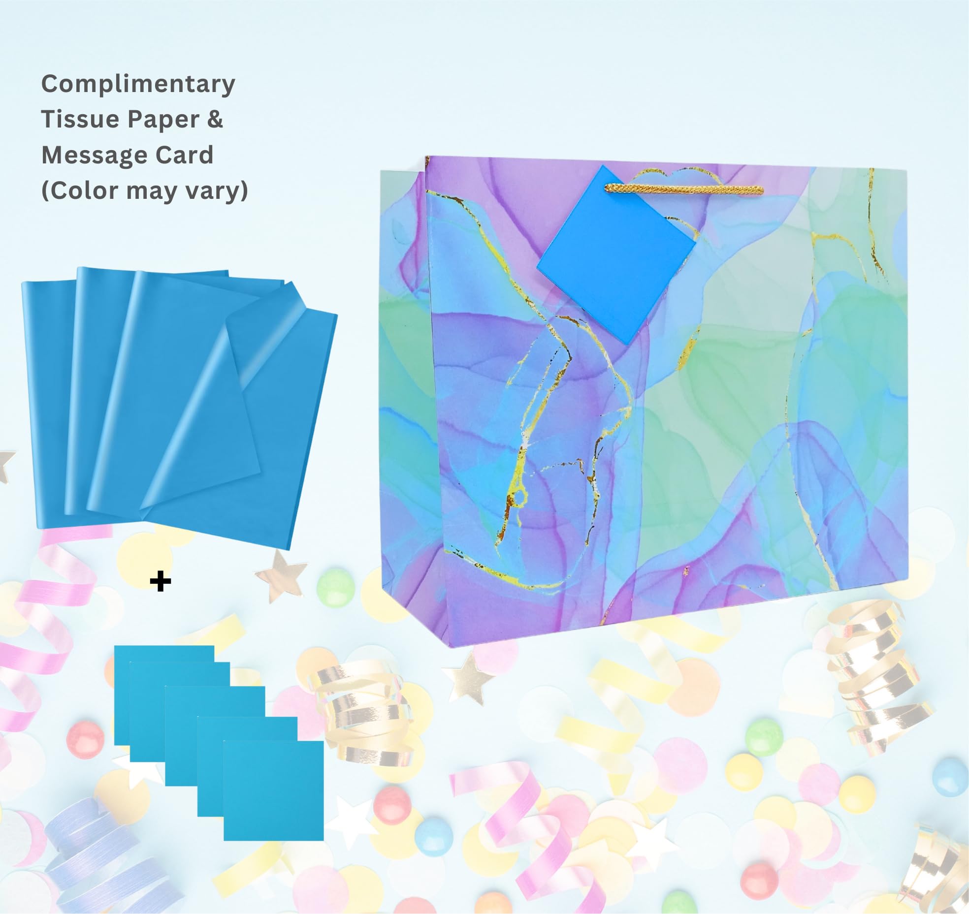 RanGit Bhumi 12x10x5 Inch Medium Blue Paper Gift Bags - Eco-Friendly Party Favor Bags for Birthday, Wedding, Engagement & Festivals | Perfect for Candies, Goodies & Return Gifts