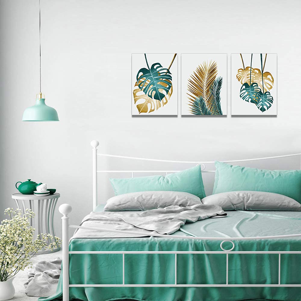 3-Piece Abstract Leaves Canvas Wall Art Set - Modern Home Decor for Living Room, Bedroom, Kitchen, Dining Room & Office | Perfect for Housewarming Gifts & Interior Design