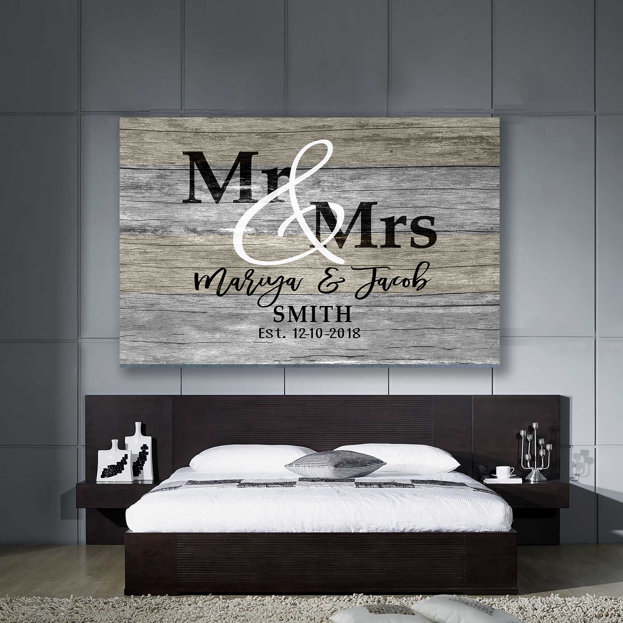 Personalized Mr & Mrs Canvas - Custom Couple Home Decor for Anniversary, Valentine's Day & Wedding - 32x48 Inch Customized Gift with Special Date - Perfect for Bedroom, Living Room & Romantic Gifts