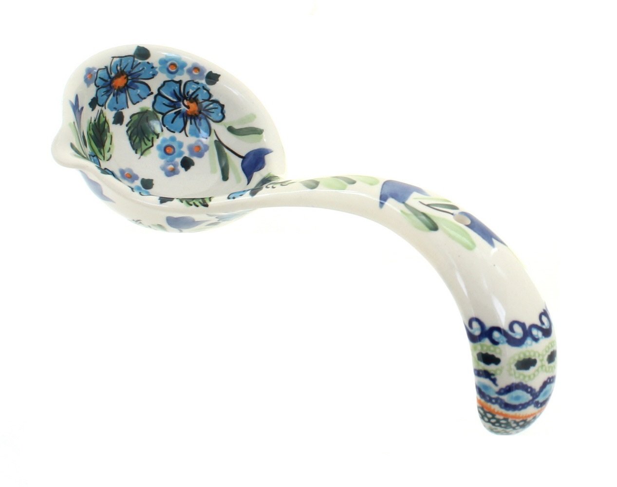 Blue Rose Polish Pottery Ballina Soup Ladle - Handcrafted Ceramic Serving Spoon for Soups, Stews & Sauces - Perfect for Kitchen, Dining & Gift Giving