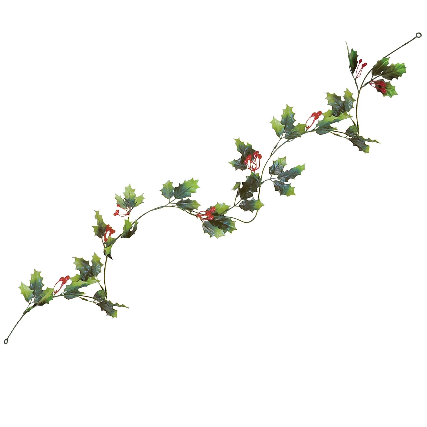 12 Pack Beistle Christmas Holly Berry Garland - 6 Feet Holiday Decor for Tree, Mantel, and Party Decorations