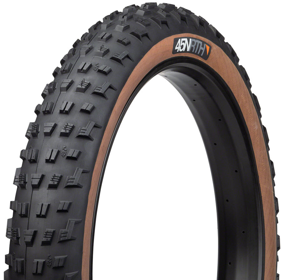 45NRTH Vanhelga 27.5x4 Tubeless Folding Fat Bike Tire - 60 TPI, Black/Tan - Winter & Snow Traction for Mountain Biking, Trail Riding & Off-Road Adventures