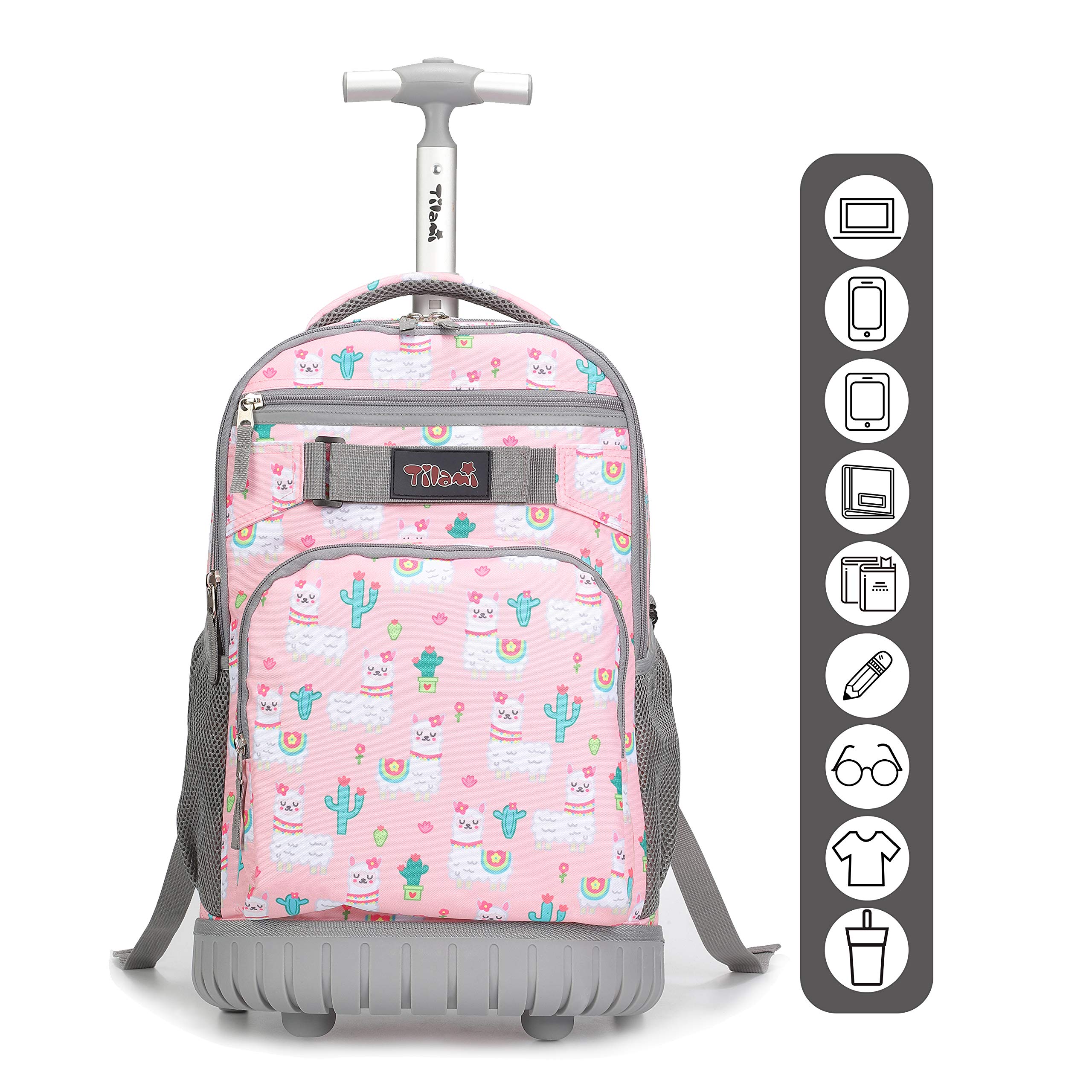 Tilami 18 Inch Rolling Backpack with Wheels - Lightweight Wheeled Backpack for School, College, Travel & Commuting - Perfect for Students, Boys & Girls - Ideal for Airports, Campus & Daily Use
