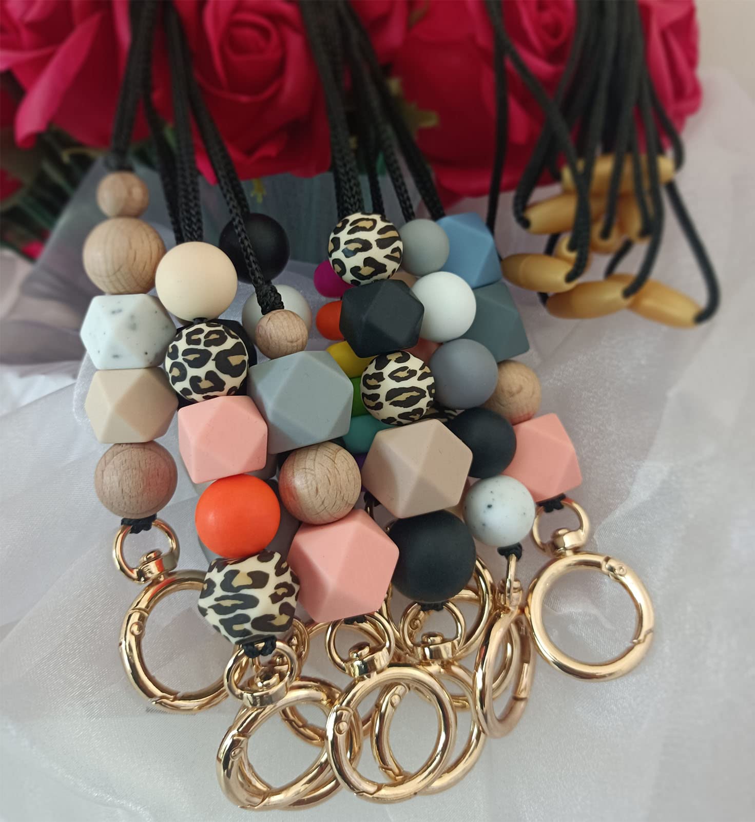 Cute Silicone Beaded Lanyard for Teachers & Students - ID Badge & Key Holder (2pcs) - Perfect for School & Office Use