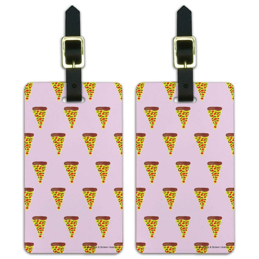 Stylish Pizza Eyelashes Pattern Luggage ID Tags - Set of 2 Travel Accessories for Suitcases, Backpacks & Carry-On Bags - Perfect for Air Travel, Vacations & Unique Gift Ideas