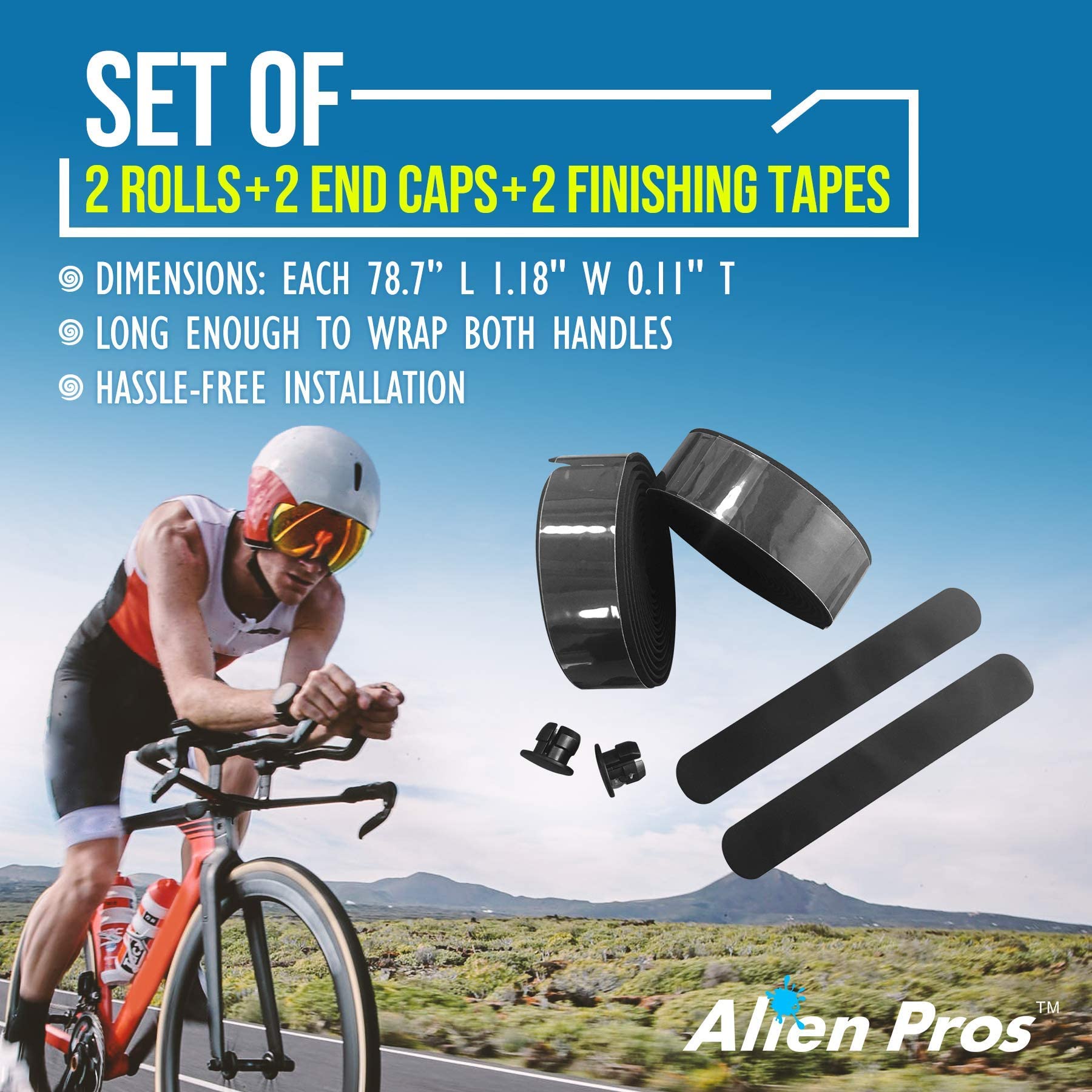 Premium EVA Bike Handlebar Tape Set (4 Pack) - Black & Blue Comfort Grip for Road & Mountain Bikes | Perfect for Cycling, Commuting & Long-Distance Rides