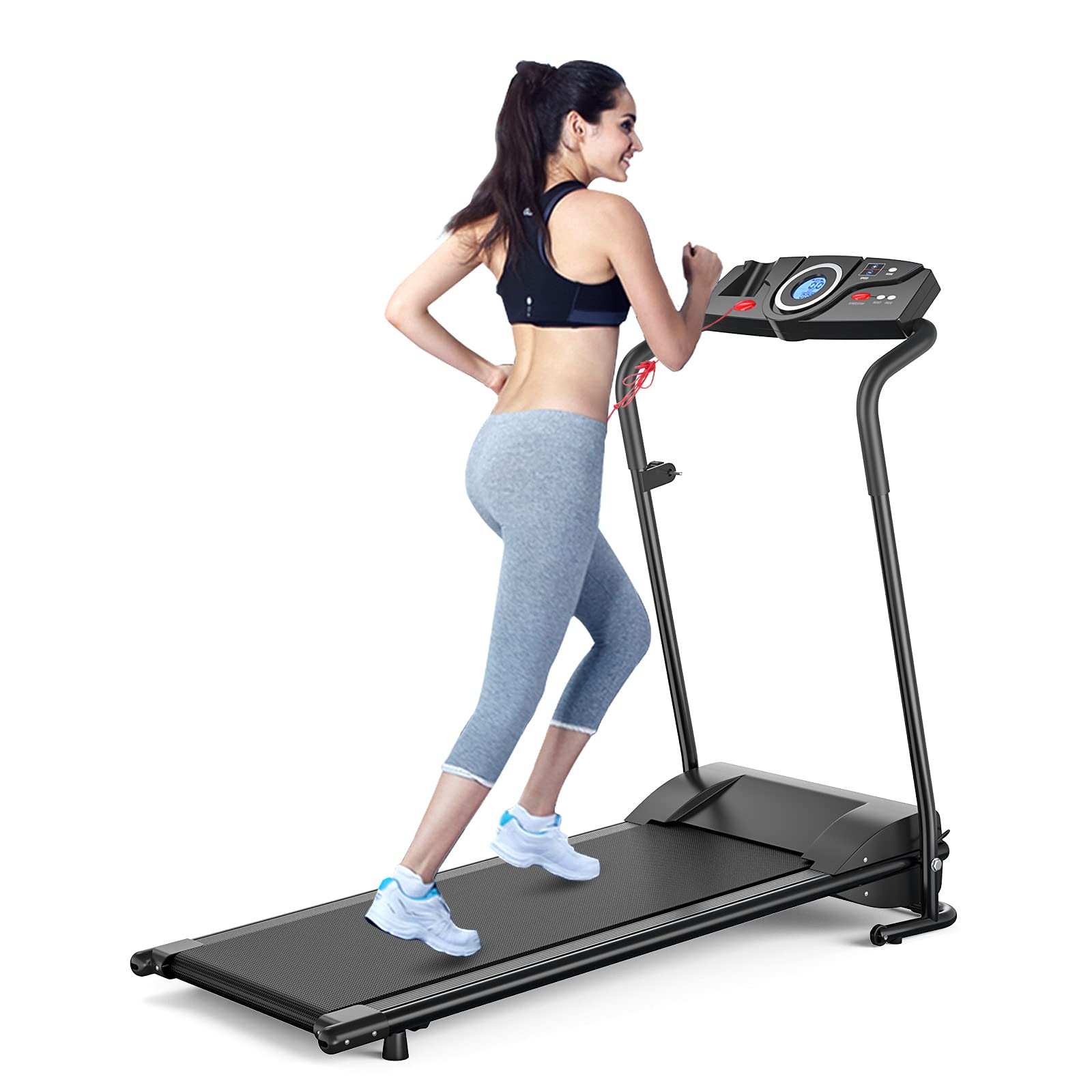 GYMAX Folding Electric Treadmill - 2.25HP Motorized Running Machine with 12 Workout Programs, LCD Display & Bluetooth Speaker | Compact Home Gym Equipment for Cardio Training | Perfect for Small Spaces, Apartments & Home Office Workouts